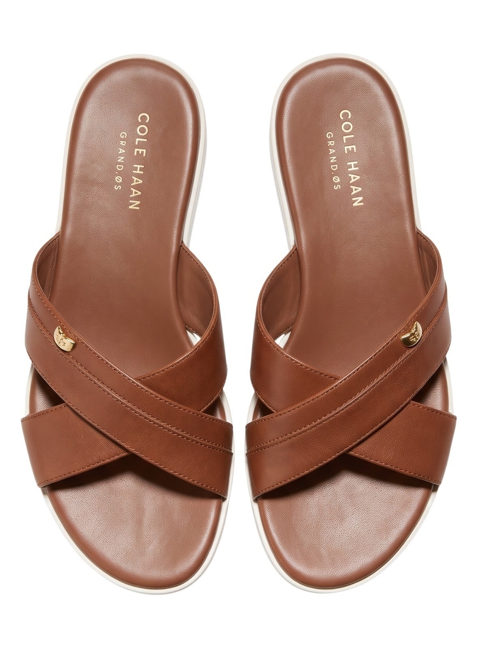 Cole Haan Briella Grand Bro Cognac Cork Wedge Slide Sandals Size 8B Leather